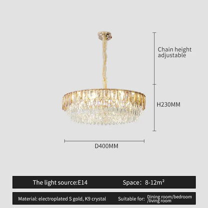 Modern blue & gold crystal chandelier dining room light