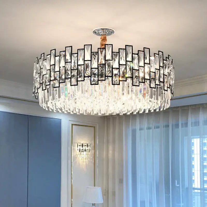 crystal chandelier gold circular light for living room