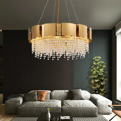 Modern gold hammered crystal chandelier for dining room