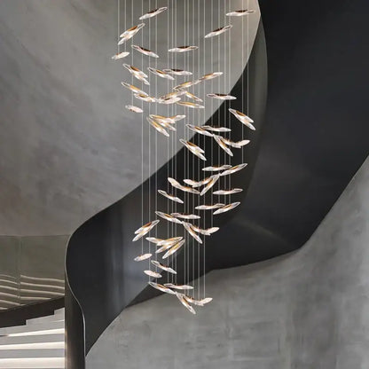 Modern minimalist gold crystal chandelier living room light