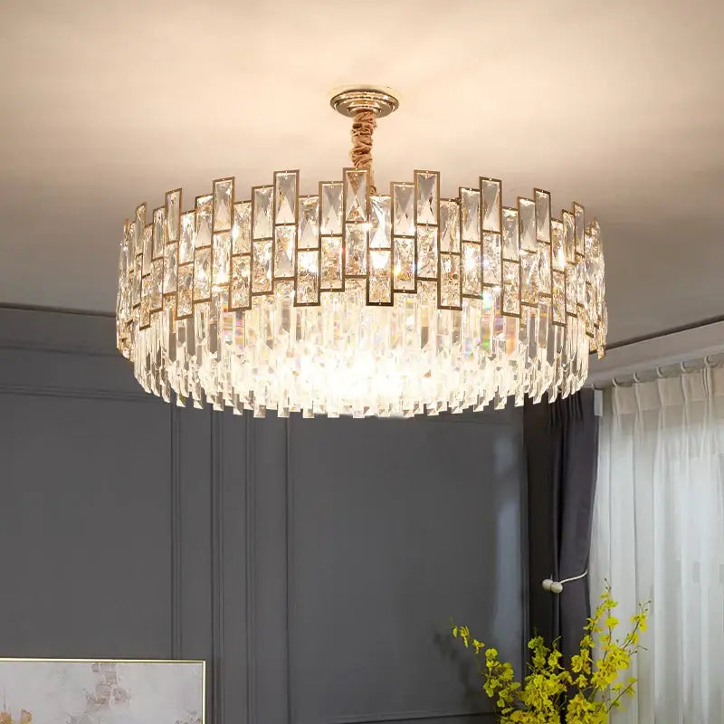 crystal chandelier gold circular light for living room