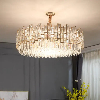 crystal chandelier gold circular light for living room