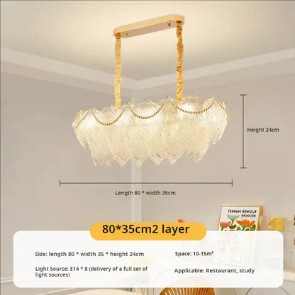 Modern gold crystal chandelier for living room glass leaf