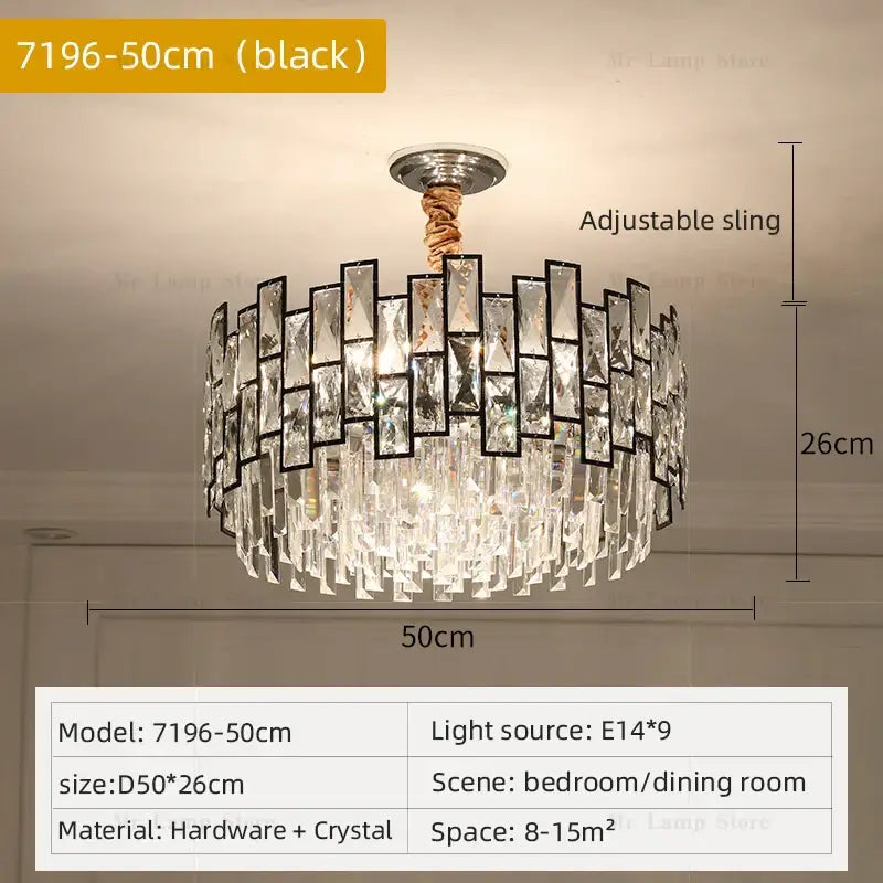 crystal chandelier gold circular light for living room