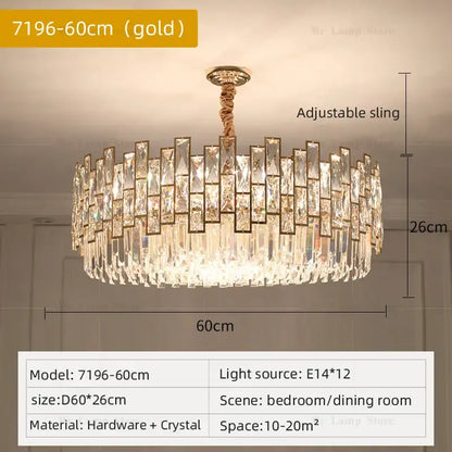 crystal chandelier gold circular light for living room