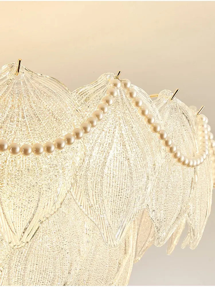 Modern gold crystal chandelier for living room glass leaf