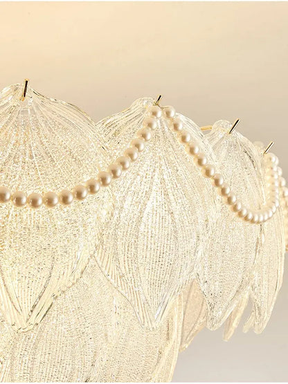 Modern gold crystal chandelier for living room glass leaf