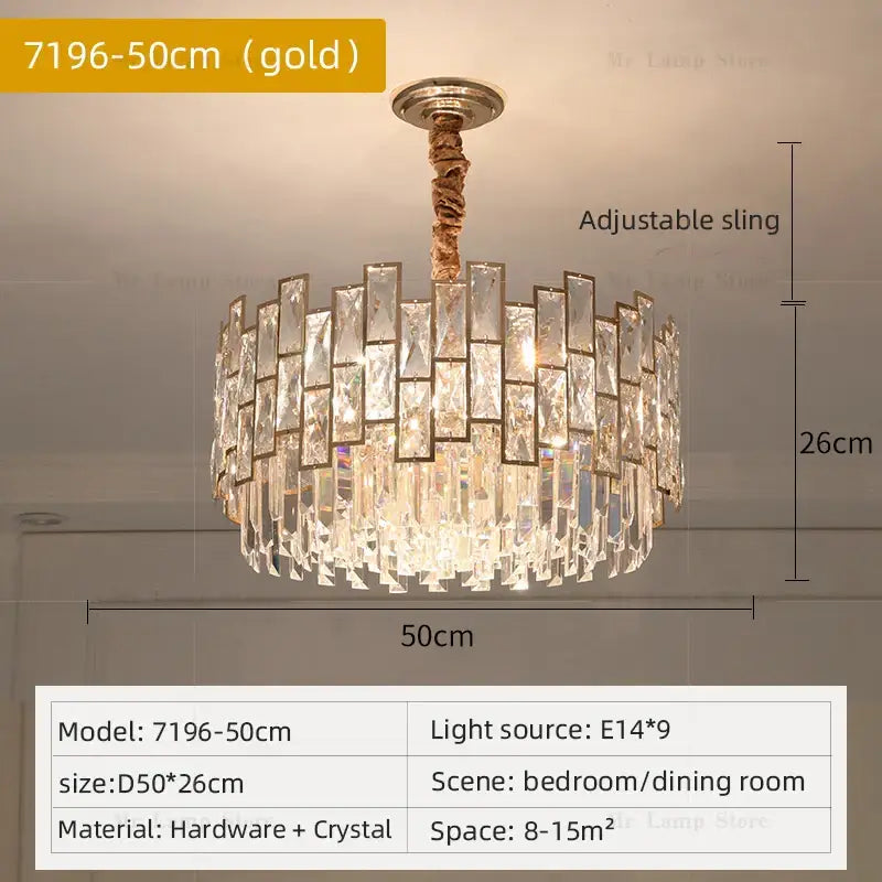 crystal chandelier gold circular light for living room