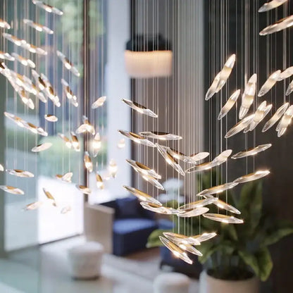 Modern minimalist gold crystal chandelier living room light