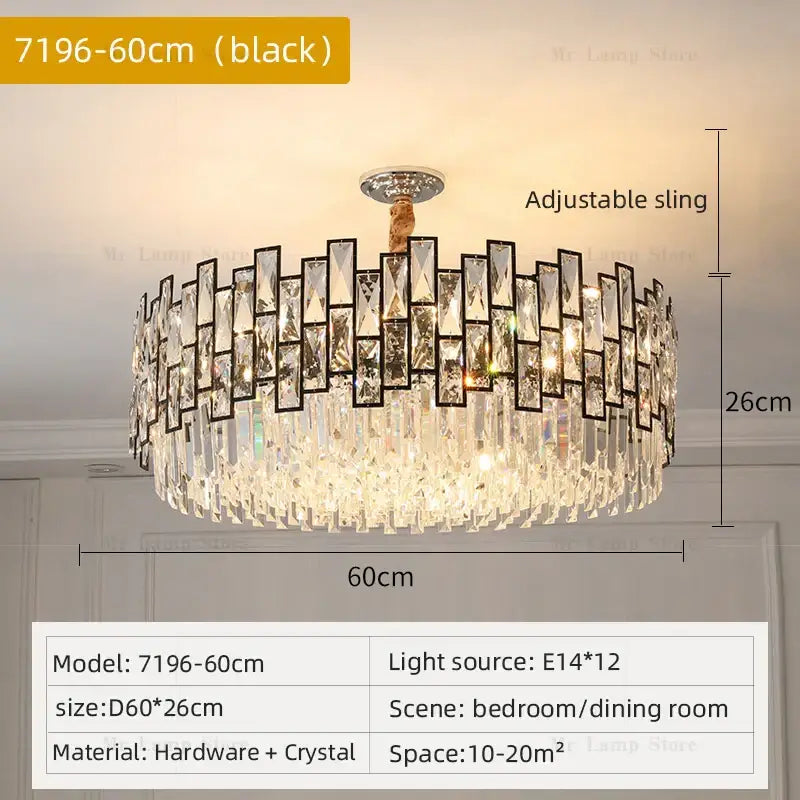 crystal chandelier gold circular light for living room
