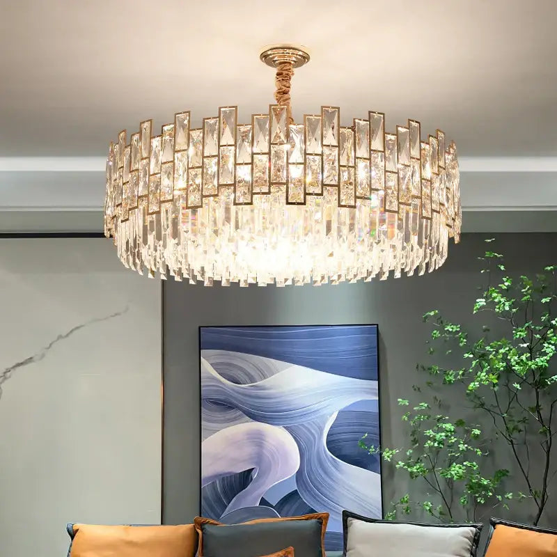 crystal chandelier gold circular light for living room