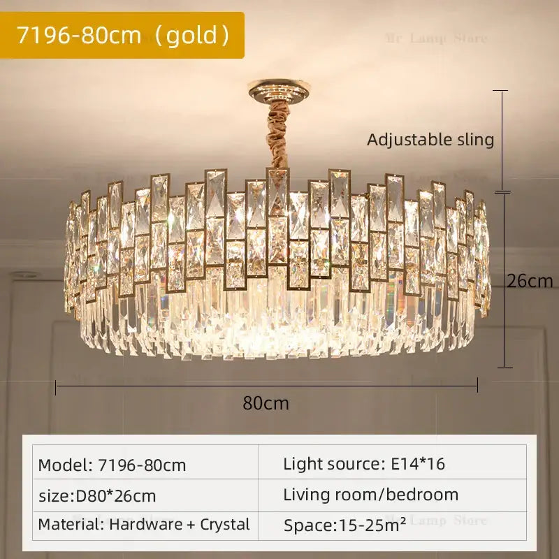crystal chandelier gold circular light for living room