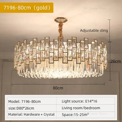 crystal chandelier gold circular light for living room