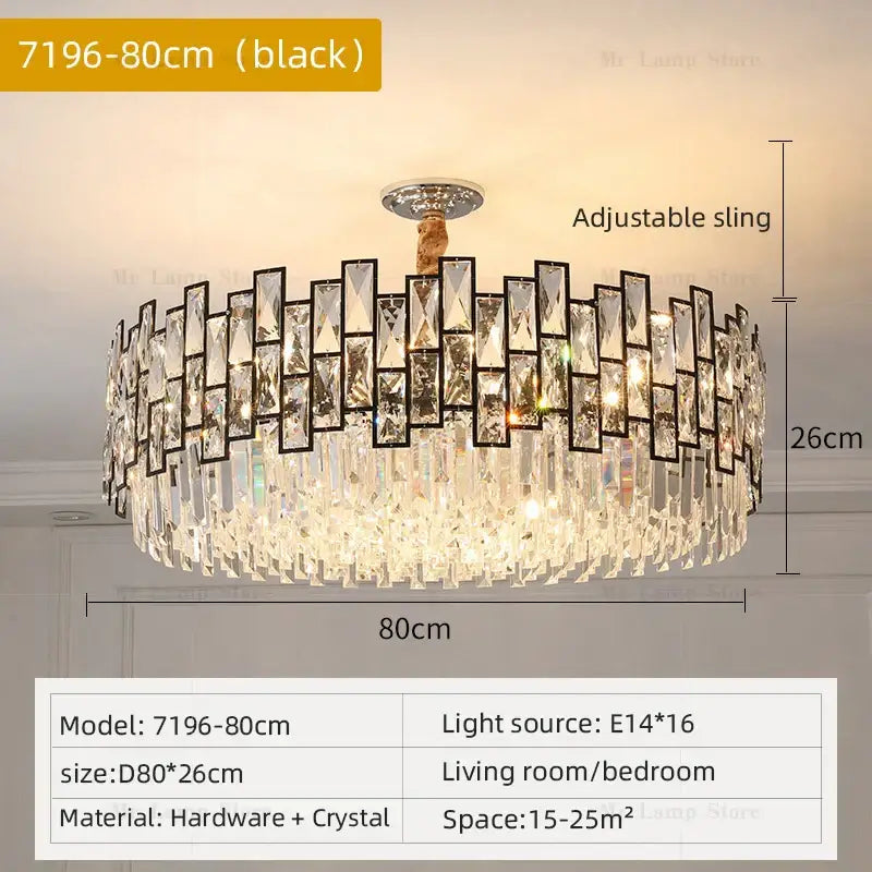 crystal chandelier gold circular light for living room