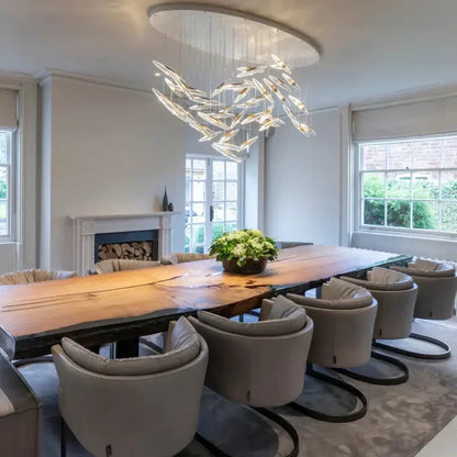 Modern minimalist gold crystal chandelier living room light