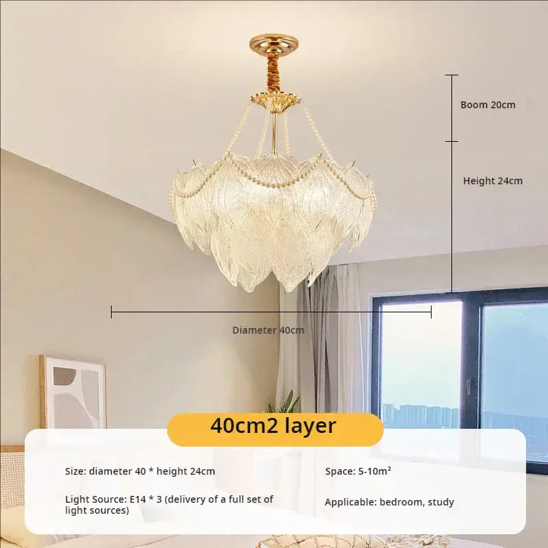Modern gold crystal chandelier for living room glass leaf