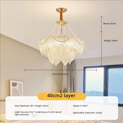 Modern gold crystal chandelier for living room glass leaf