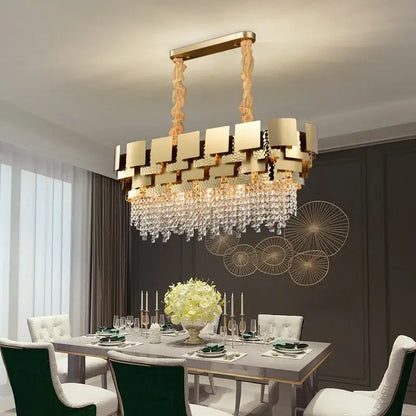 Modern gold hammered crystal chandelier for dining room