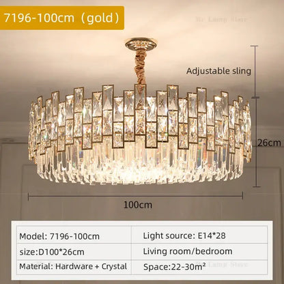 crystal chandelier gold circular light for living room