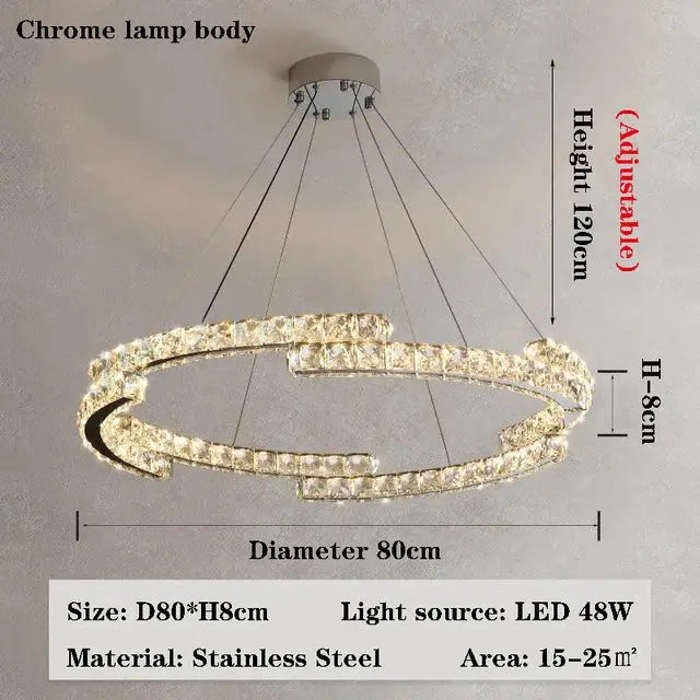 Modern double ring crystal chandelier for living room