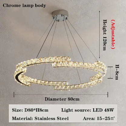 Modern double ring crystal chandelier for living room