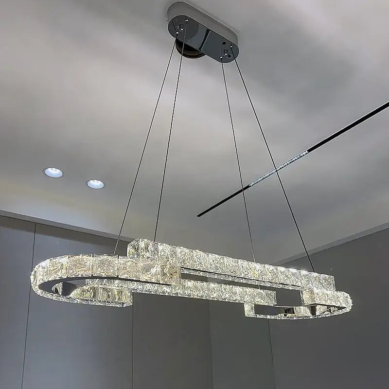 Modern double ring crystal chandelier for living room