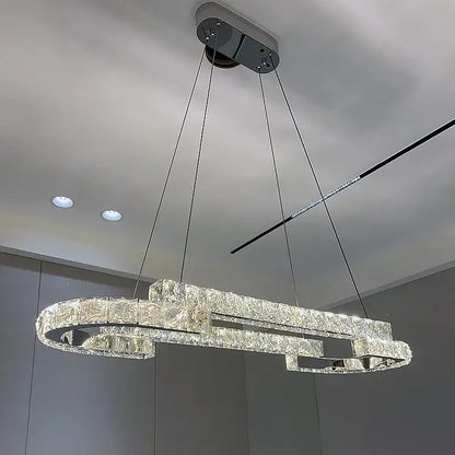 Modern double ring crystal chandelier for living room
