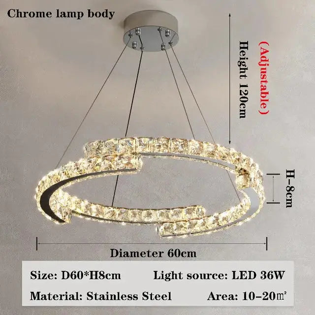 Modern double ring crystal chandelier for living room