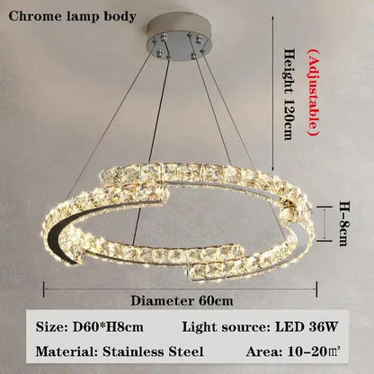 Modern double ring crystal chandelier for living room