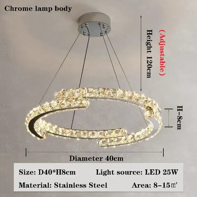 Modern double ring crystal chandelier for living room