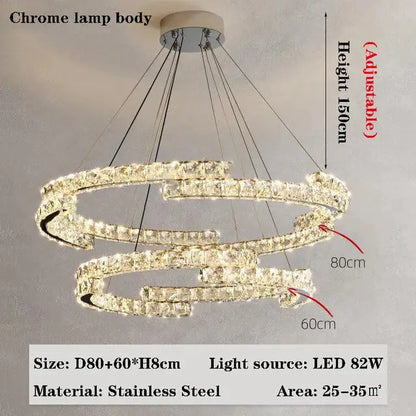 Modern double ring crystal chandelier for living room