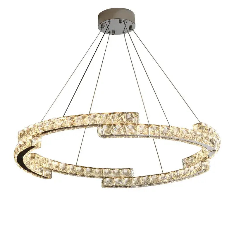 Modern double ring crystal chandelier for living room