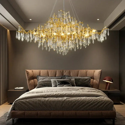 Modern gold branch crystal chandelier dining room light