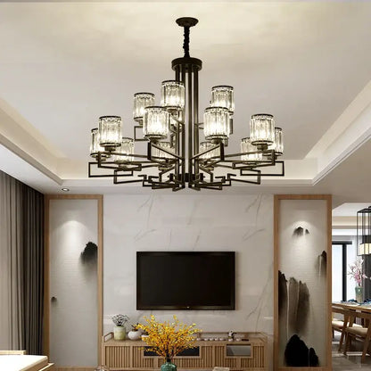 Modern gold geometric crystal chandelier living room light