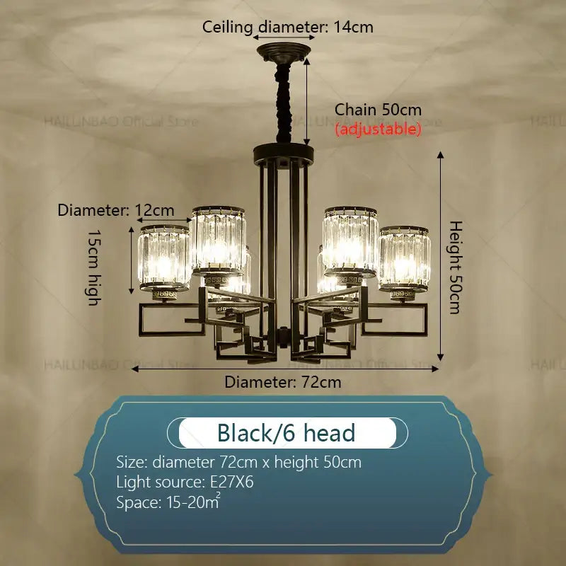 Modern gold geometric crystal chandelier living room light