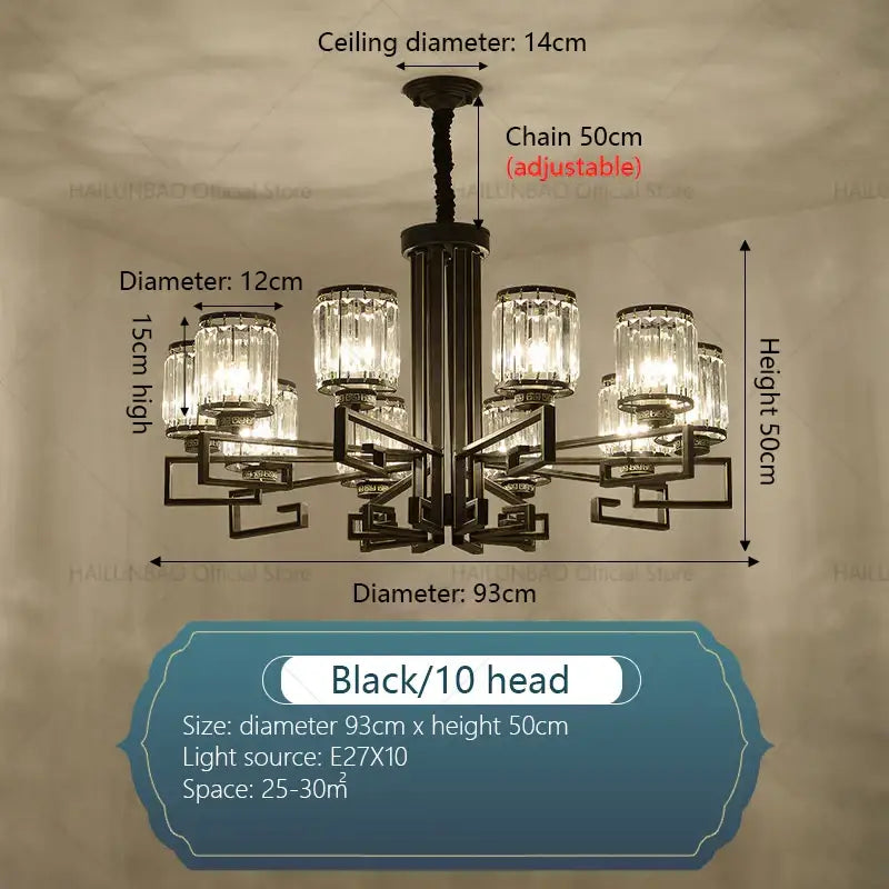 Modern gold geometric crystal chandelier living room light