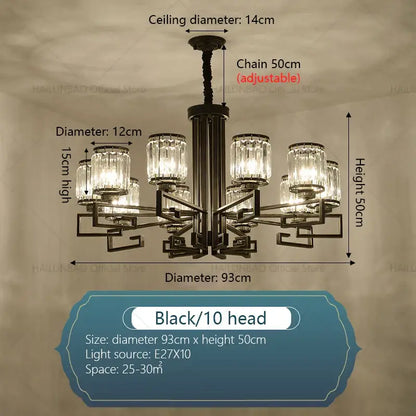 Modern gold geometric crystal chandelier living room light
