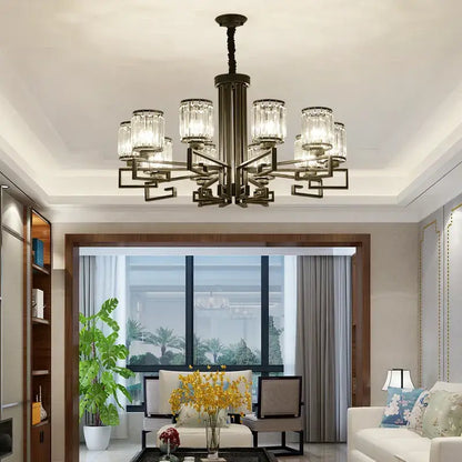 Modern gold geometric crystal chandelier living room light