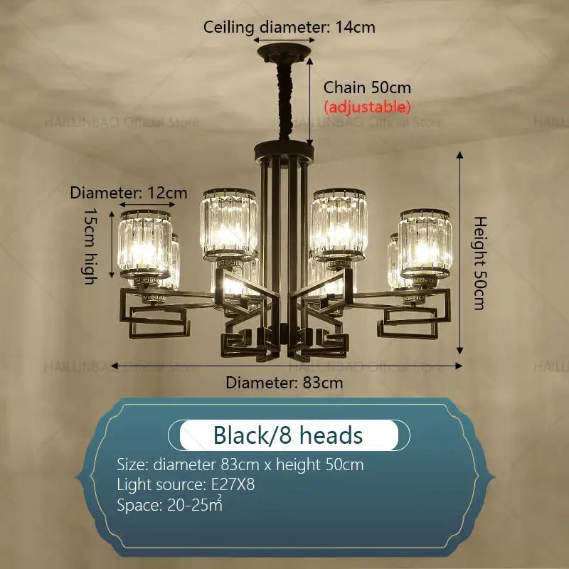 Modern gold geometric crystal chandelier living room light