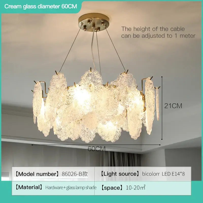 Modern white and gold crystal chandelier bedroom light