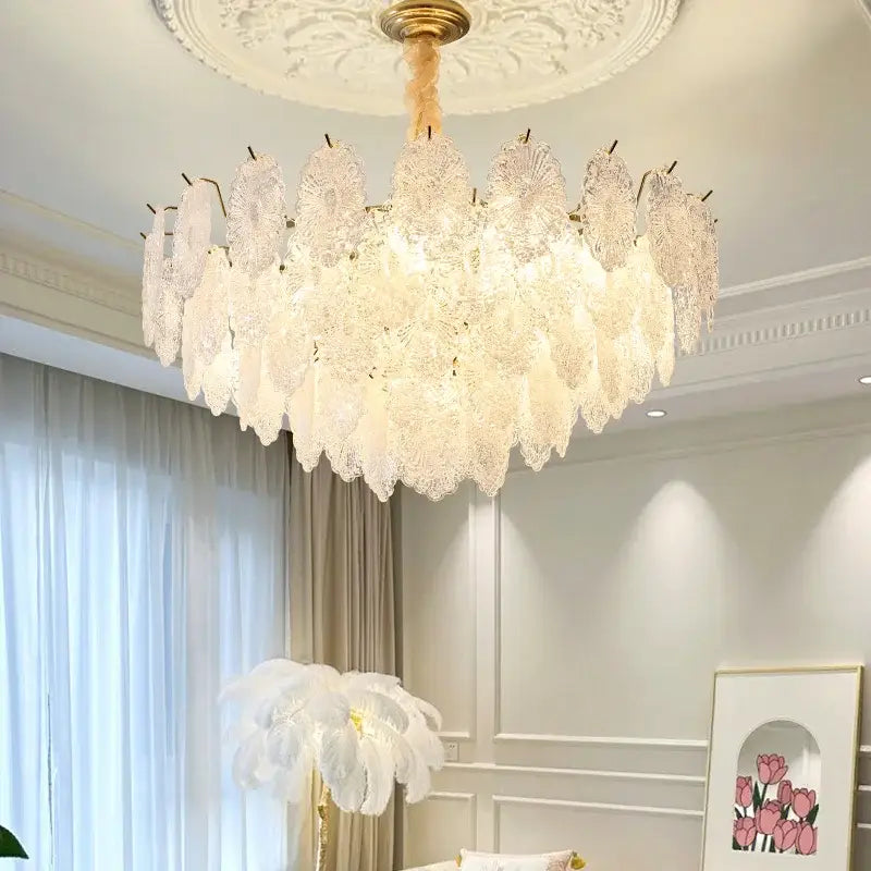 Modern white and gold crystal chandelier bedroom light