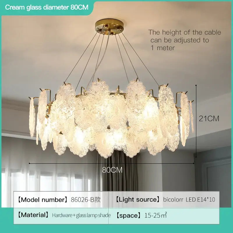 Modern white and gold crystal chandelier bedroom light