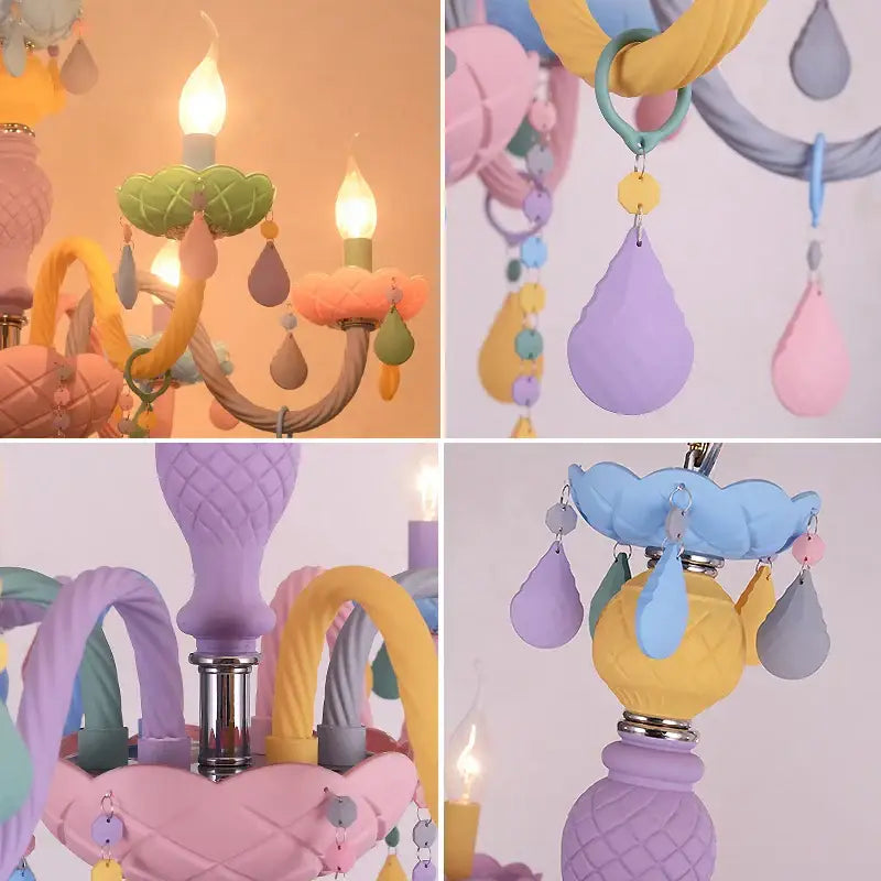 Modern macaron color crystal chandelier children room
