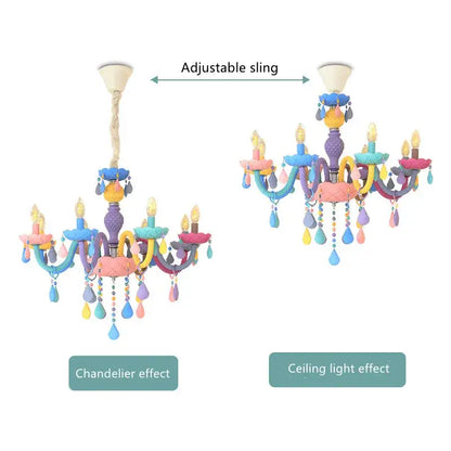 Modern macaron color crystal chandelier children room