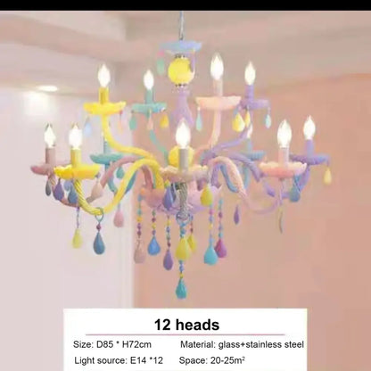 Modern macaron color crystal chandelier children room