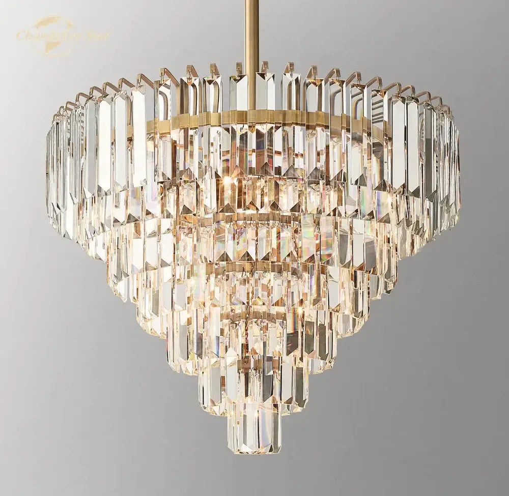 Modern brass crystal chandelier dining room pendant light