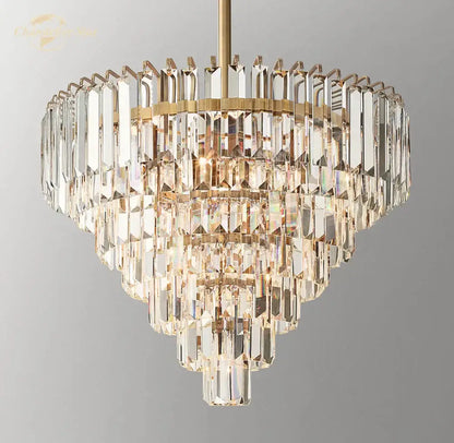 Modern brass crystal chandelier dining room pendant light