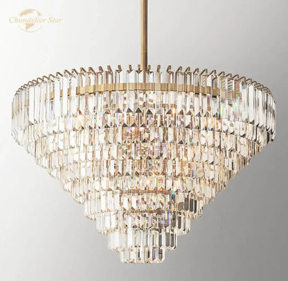 Modern brass crystal chandelier dining room pendant light