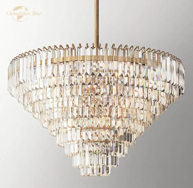 Modern brass crystal chandelier dining room pendant light