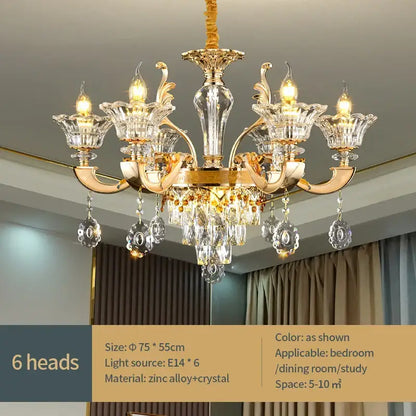 European gold crystal chandelier pendant – hotel lobby teardrop light